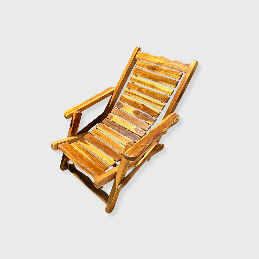 כיסא חוף מעץ טיק בורמזי